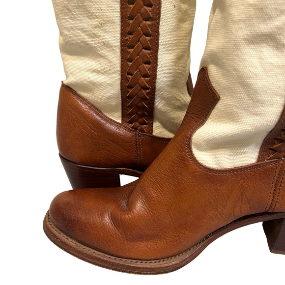 Frye Brown and Cream Heeled Boots - Picture 8 of 15